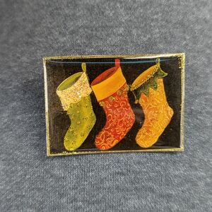 Festive Christmas Stockings Brooch